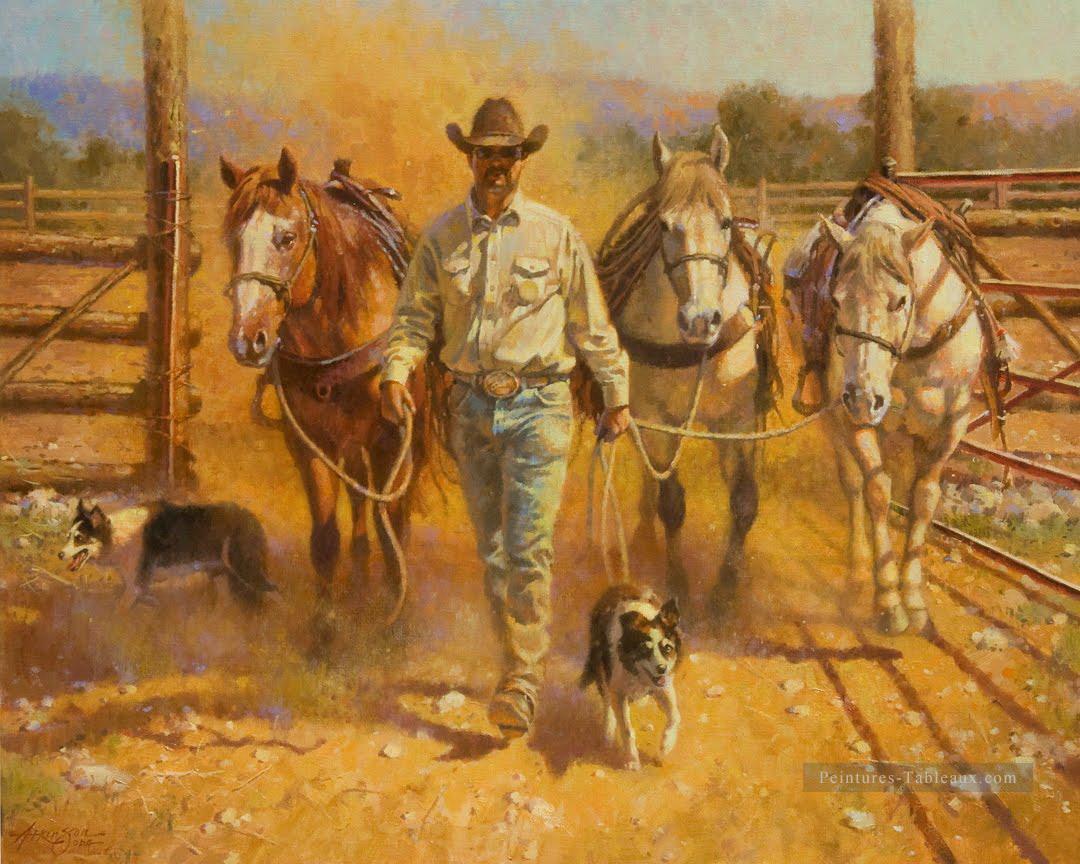 Premier String cowboy Peintures à l'huile